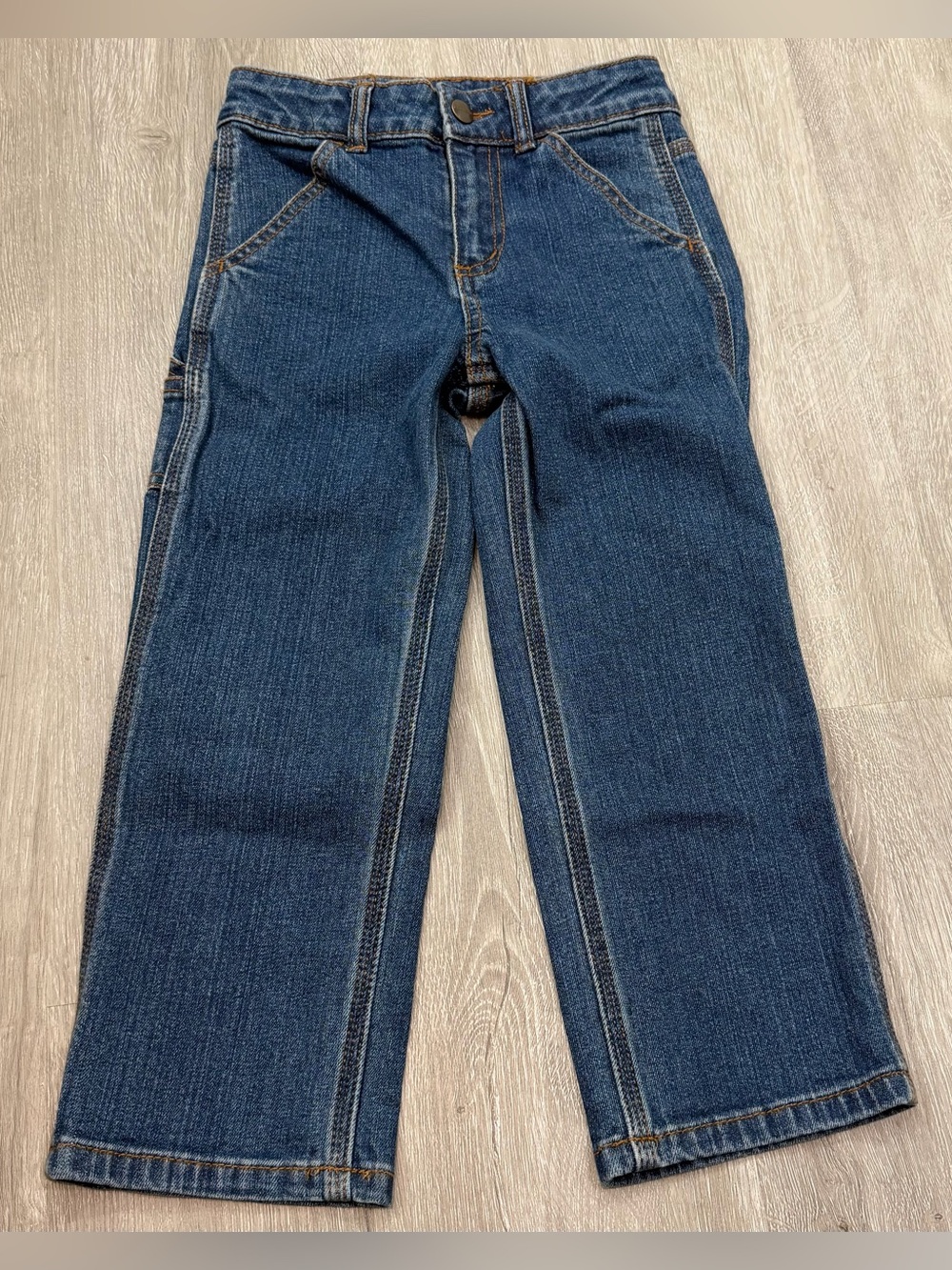 Carhartt Kids Blue Straight-Leg Denim Jeans Adjustable Waist 4t
